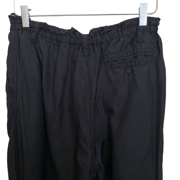 DKNY Pure Black Silk Drawstring Pleated Cropped Zippered Ankle Pants - Size 0 - Picture 7 of 10